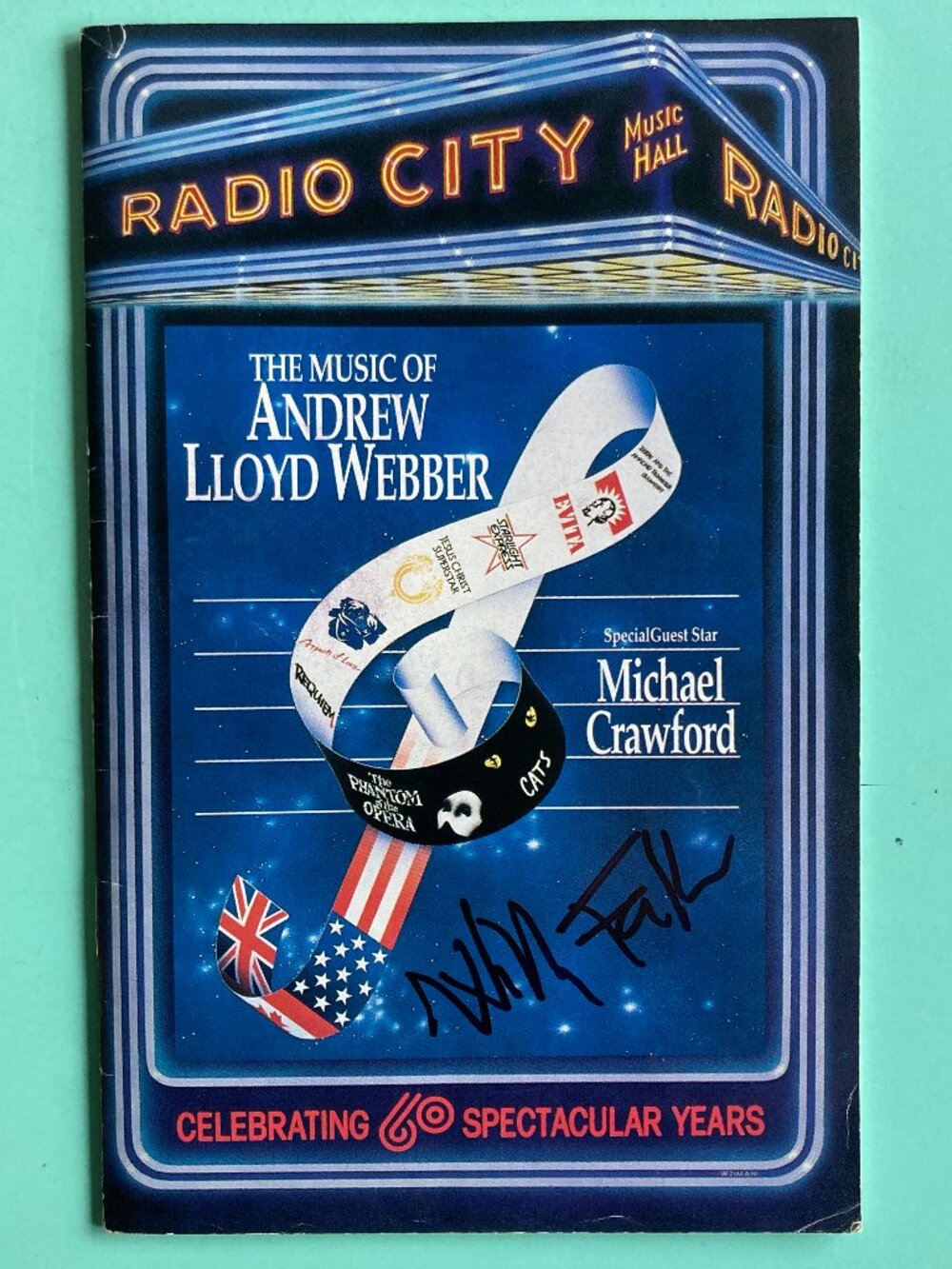 WILLY FALK Signed Playbill THE MUSIC OF ANDREW LLOYD WEBBER RADIO CITY Sept 1992